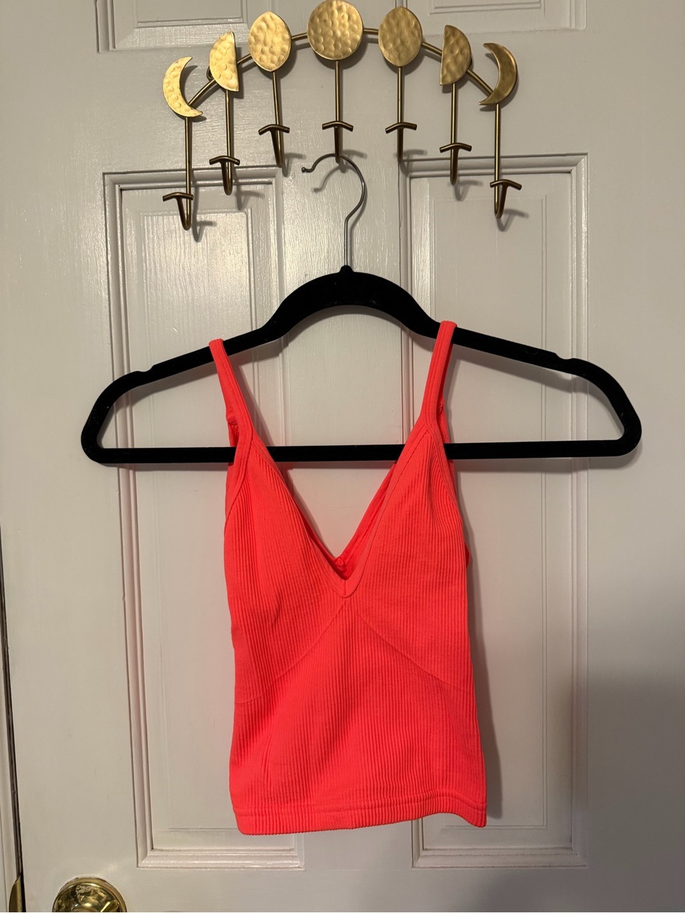 Free People Coral Ribbed V-Neck Camisole